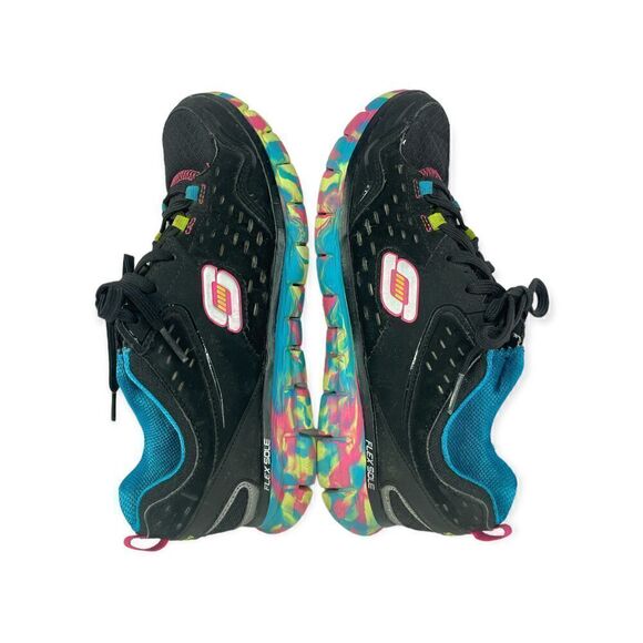 Sketchers Sport Black Yellow Green Blue Memory Foam Walking Sneakers Size 8 - Picture 5 of 10